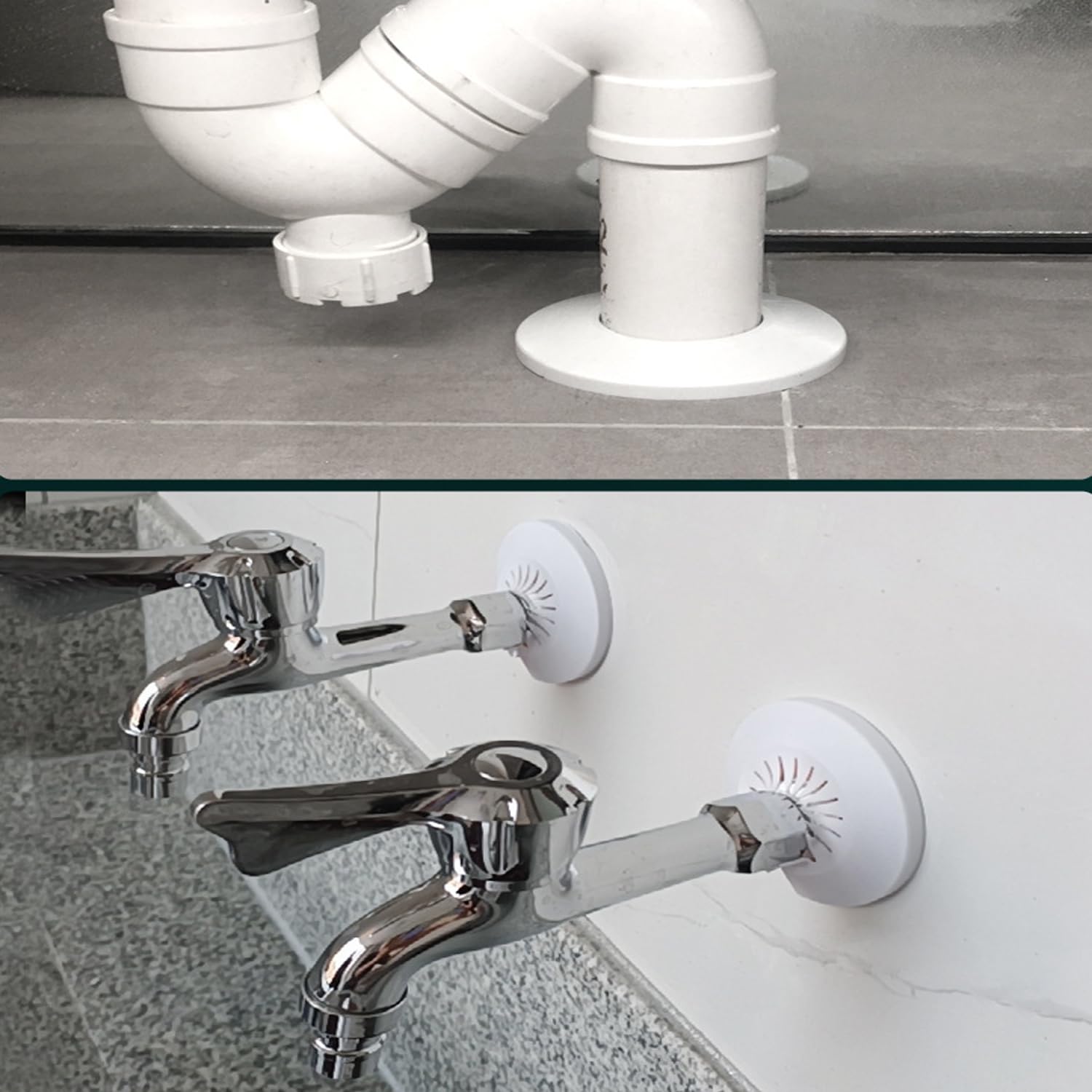 Shiyou-10 Pack Wall Split Flange Plastic Pipe Cover Plumbing Round Escutcheon Plate Sink Drain Covers Kitchen Bowl Utility Laundry Tub Bathroom Count