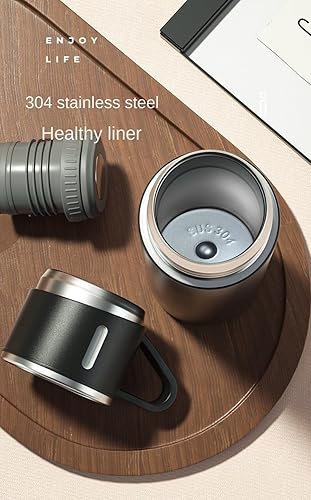 Miniatura 5 de Termoes de acero inoxidable 16.9 fl oz16.9oz botella aislada al vacío con taza para café bebida caliente y botella de agua fría (gris, juego)