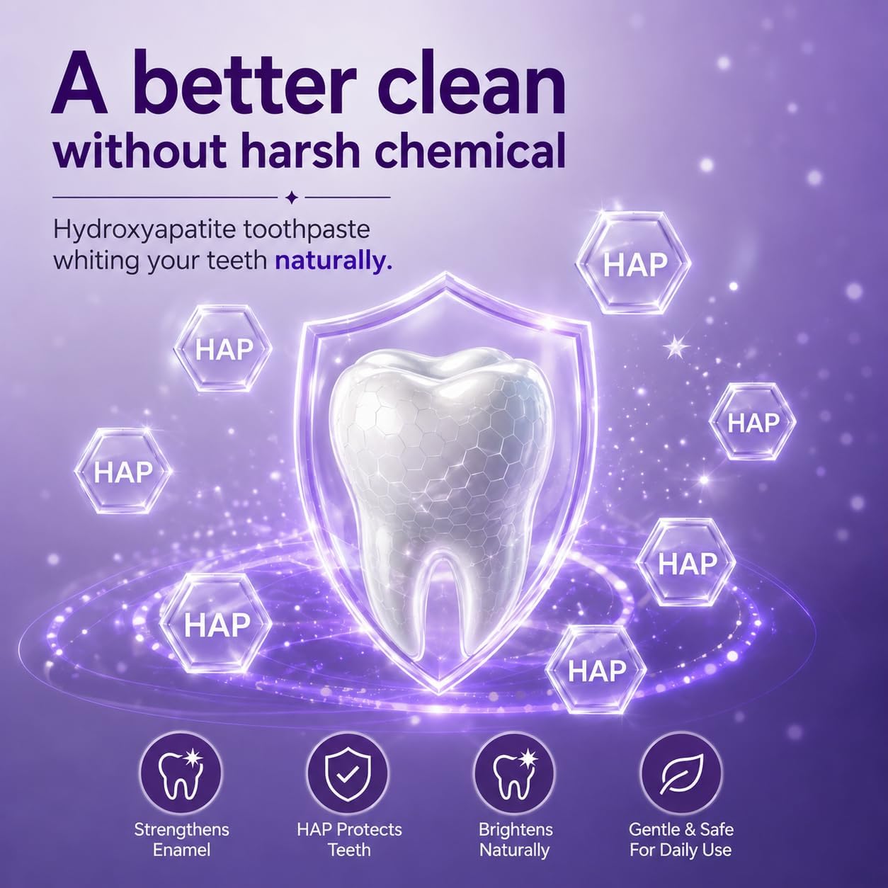 9D White Hydroxyapatite Toothpaste Purple, Fluoride Free,Brightens Teeth image 4