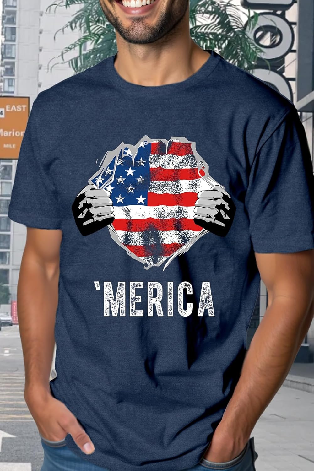 American Flag Shirts for Men USA 4th of July T-Shirt Memorial Day Patriotic Tee Tops - Image 2