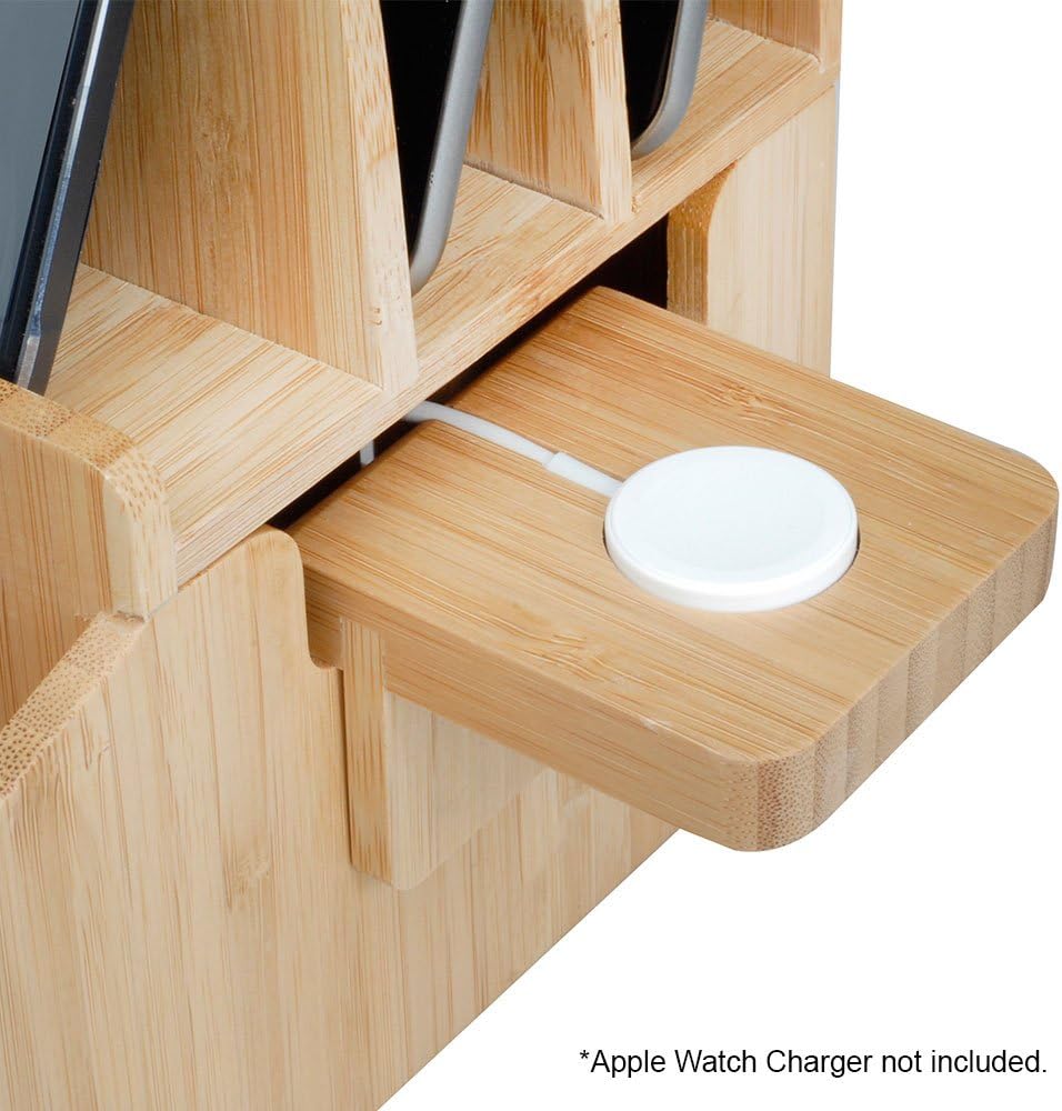 Buу 1 gеt 1 🔥 Bamboo Charging Station w/Extension & MobileVision Compatible Stand Adapter for Apple iWatch Combo Organizer for Smartphones, Tablets, and Laptops