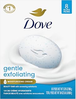Dove Gentle Exfoliating Beauty Bar Soap 8 Bars - Moisturizing Cream for Soft, Smooth, Radiant Skin, Dermatologist Recommended 3.75 oz