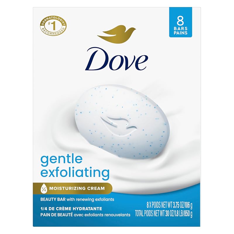 Sabonete em barra Dove Gentle Exfoliating Beauty Bar Renewing, Pacote com 8, 3,75 oz