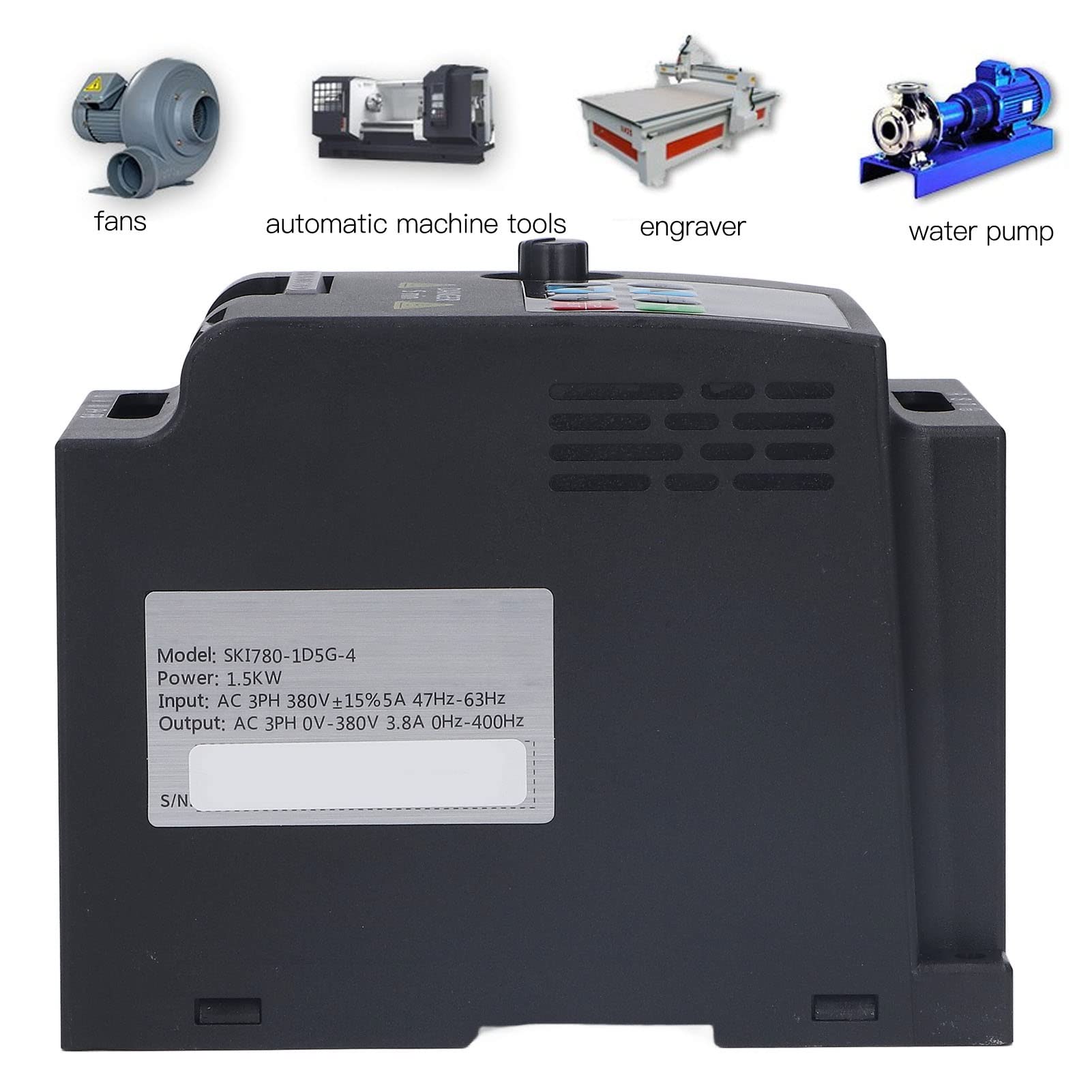 Regolatore di Frequenza Inverter Montato su Guida a Frequenza Variabile Trifase 1.5KW VFD Ingresso AC380V Uscita AC0-380V Per Centrale Elettrica di Manutenzione