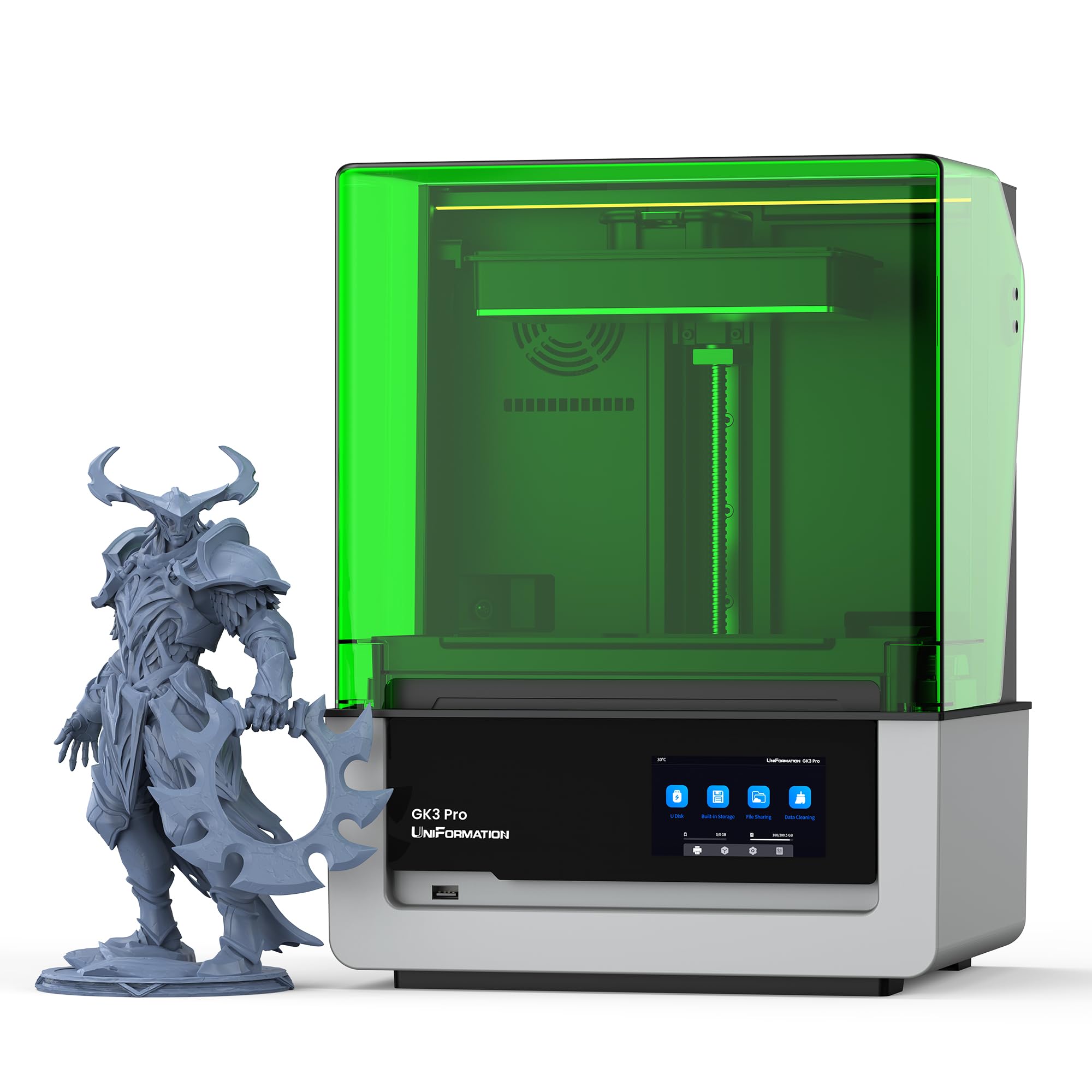Impresora 3D de Resina UniFormation GK3 Pro con Pantalla de Alta transmisión 16K, Fuente de luz COB 385, Volumen de construcción 211x118xH240mm