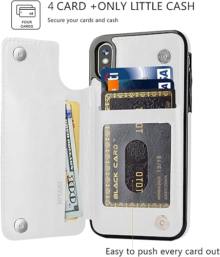 Miniatura 3 de JOYAKI Funda tipo cartera compatible con iPhone XXS, funda protectora delgada con tarjetero y ranuras para tarjetas de piel sintética de alta