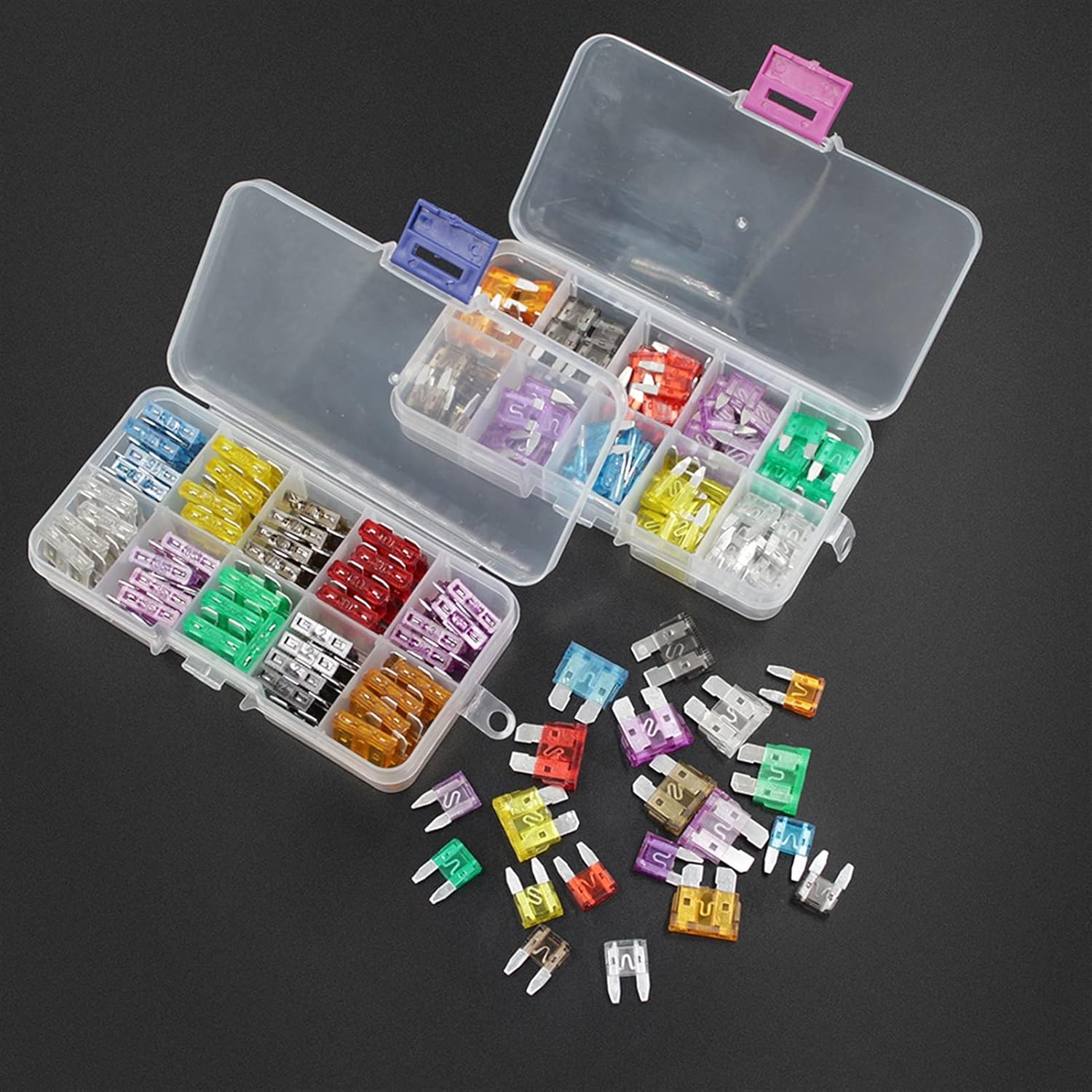 Medium Mini Auto Car Fuses 2A/3A/5A/7.5A/10A/15A/20A/25A/30A/35A Amp with Storage Case Assortment Blade Fuse Set Kit Fuse(Mini 100 Pcs)