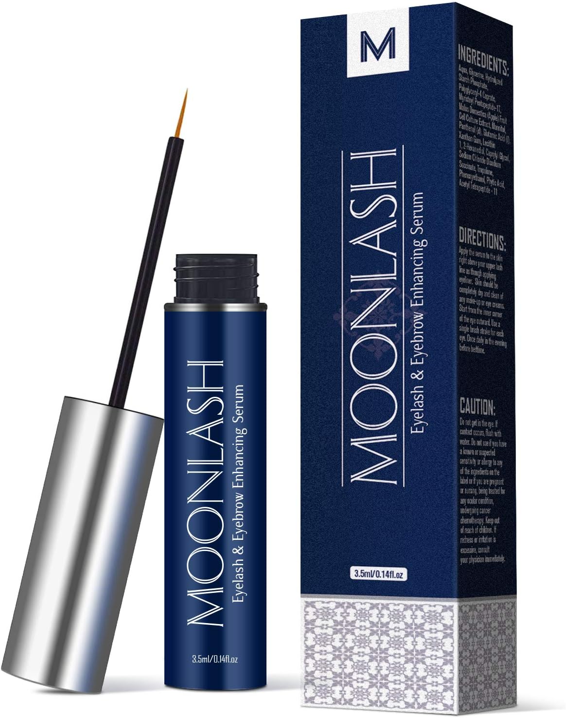 Moonlash Lash & Brow Booster Serum, Eyelash Growth Enhancer & Brow Serum with Biotin & Natural Growth Peptides for Longer, Thicker, Fuller and Healthier Lashes and Eyebrows, No Irritation Formula
