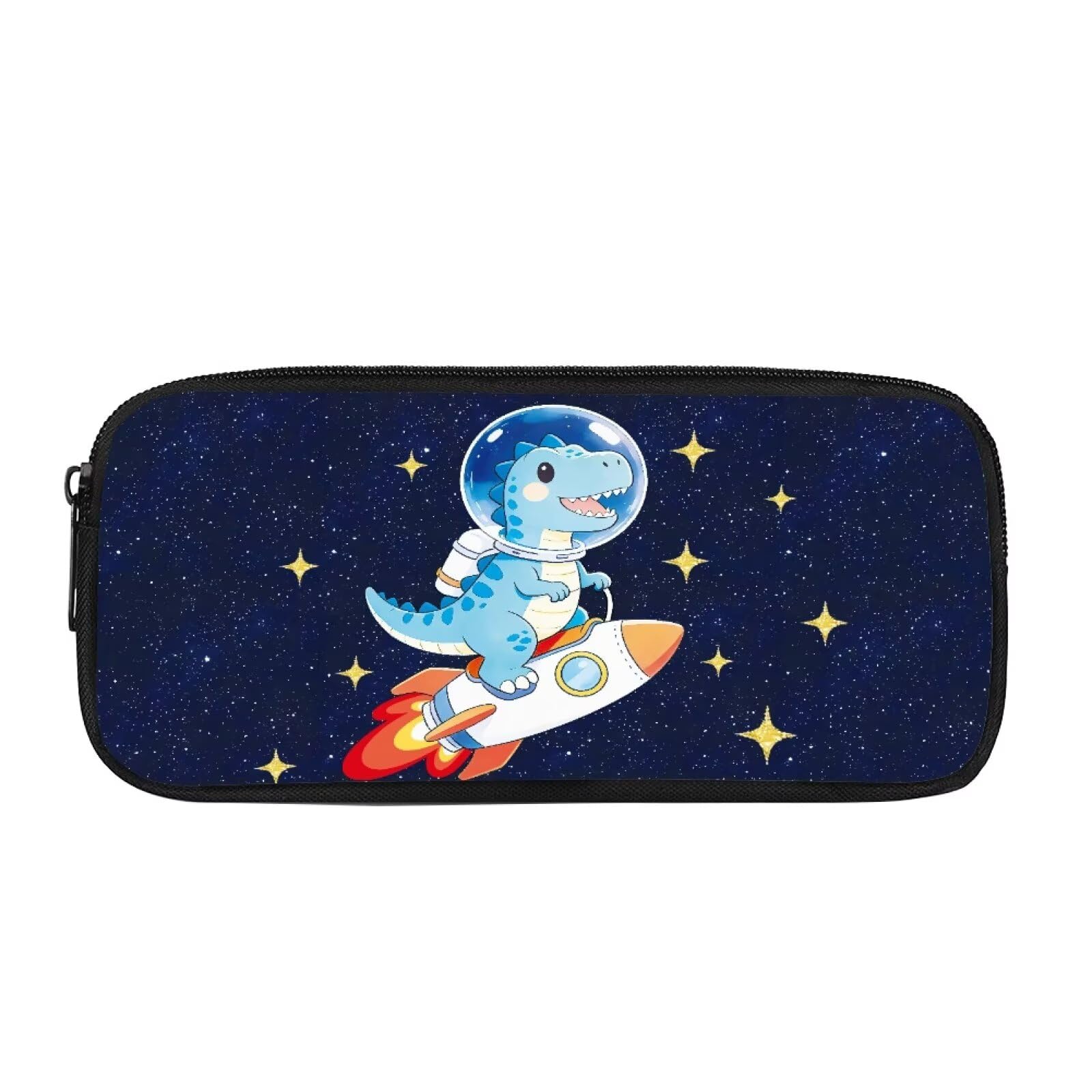 HUGS IDEA Space Dino Pencil Case Astronaut Dino Pencil Pouch Spacious Zipper Stationery Holder Portable Pen Box for Young Boys Space Fans School Science Office Travel Storage