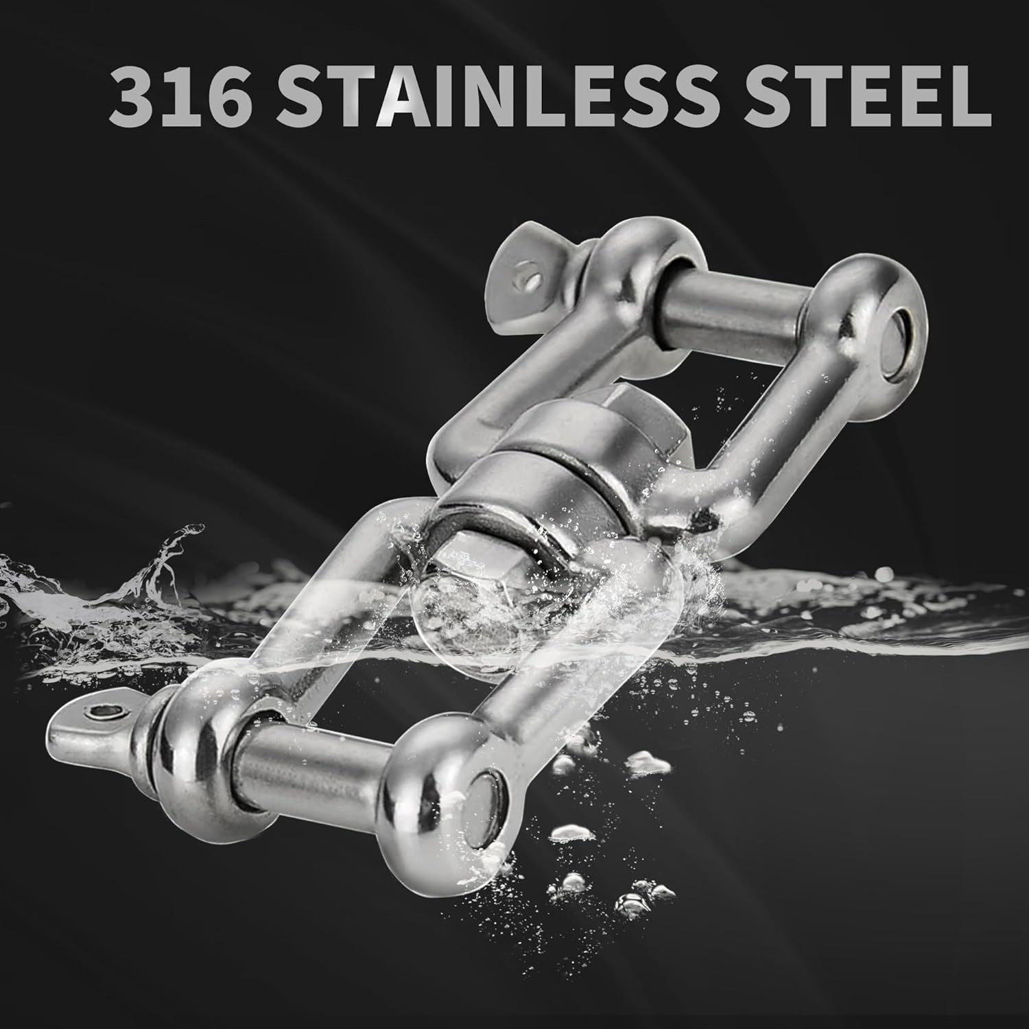 Double Shackle Swivel for Boat 1/4 inch 5/16 inch 3/8 inch 1/2 inch (4 Size) Marine Grade 316 Stainless Steel Jaw and Jaw Anchor Chain Connector - Image 7