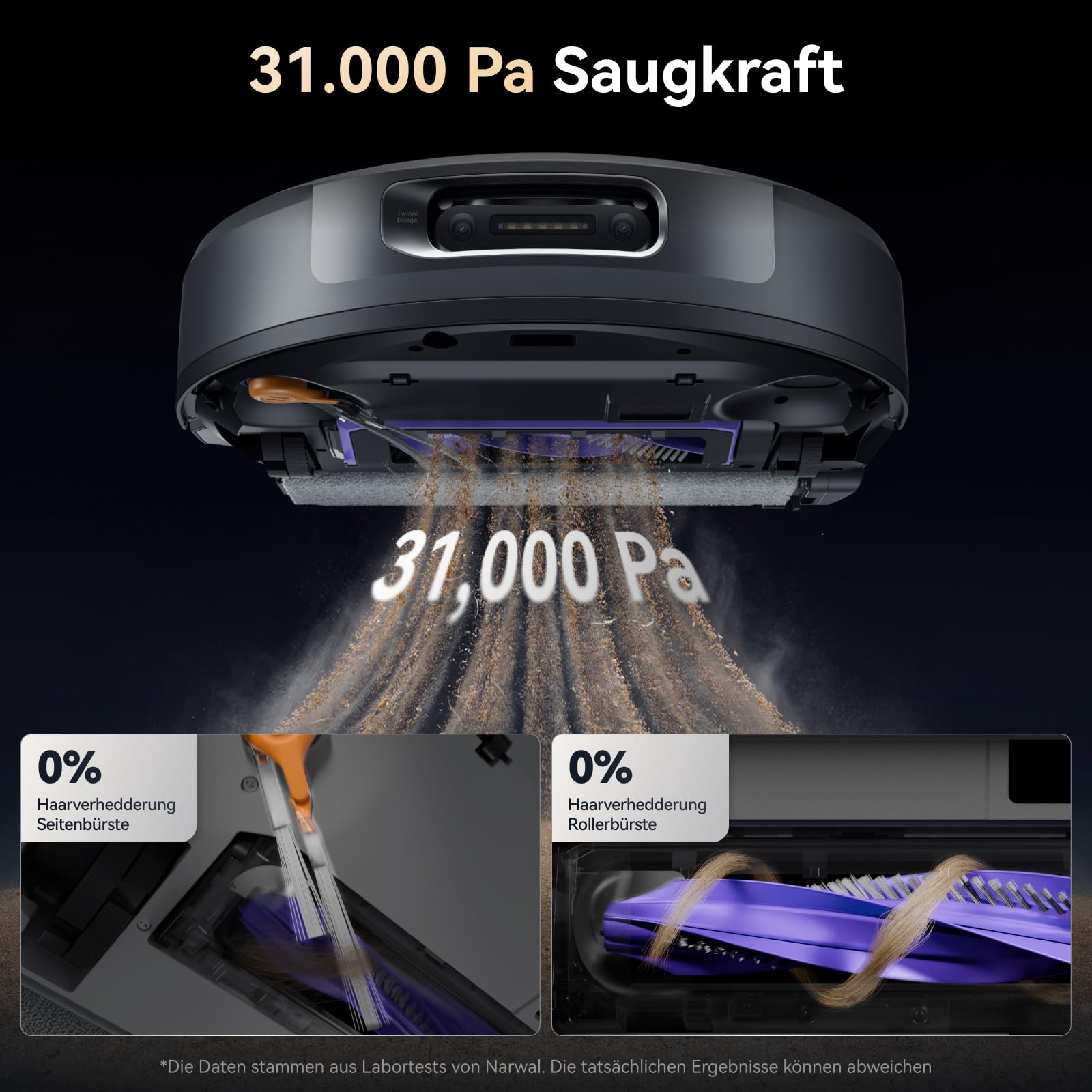 NARWAL Flow 2 Saug- und Wischroboter mit All-in-One-Station, FlowWash-Wischsystem mit 60 °C Heißwasser, 31.000 Pa Saugkraft, CarpetFocus™-Technologie, 100 °C Moppwäsche und 60 °C Heißlufttrocknung