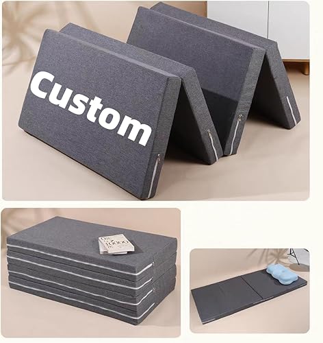 Miniatura 6 de Colchón de espuma plegable de tamaño personalizado, cojín plegable portátil con funda, diseño lavable y plegable para camping, viajes, cama de