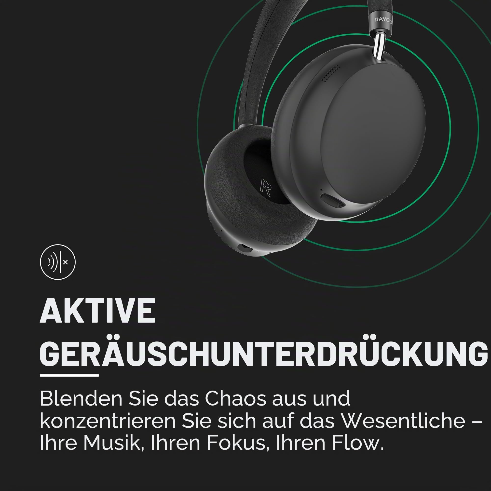 Raycon Essential Kopfhörer – Kabellose Bluetooth Over-Ear-Kopfhörer, mit Hybrid-aktiver Geräuschunterdrückung, 5 eingebaute Mikrofone, IPX4 wasserdicht & 50 Stunden Akkulaufzeit (Lila)