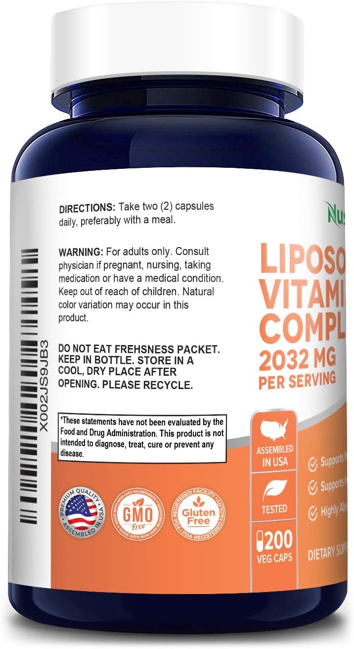 Liposomal Vitamin C 2032mg - 200 Veggie Capsules with BioPerine - High Absorption Ascorbic Acid - Supports Healthy Immune Function and Normal Antioxidant Activity.* High Dose Fat Soluble Supplement : Health & Household