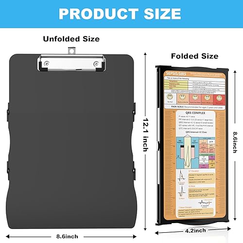 Miniatura 3 de Portapapeles de lactancia plegable, portapapeles de enfermera triple con edición de enfermería, hojas de trucos, portapapeles plegables de tamaño de