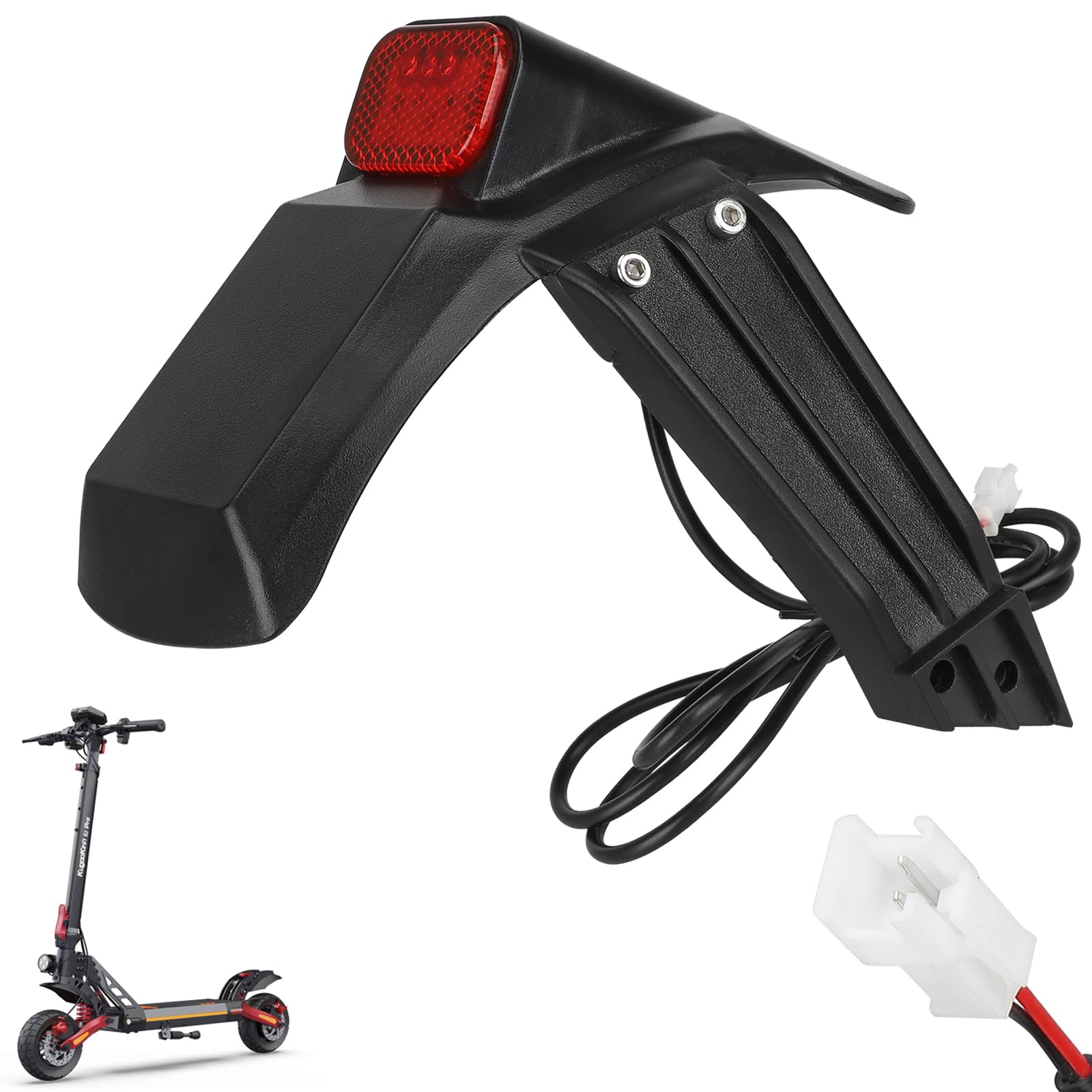 Hinterer Kotflügel mit Rückleucht für Kukirin G2 Pro Elektroroller, Hinterradschutzblech mit leerem Nummernschild, Rücklicht-Warnleuchte Rücklichter LED + Kotflügelhalterung