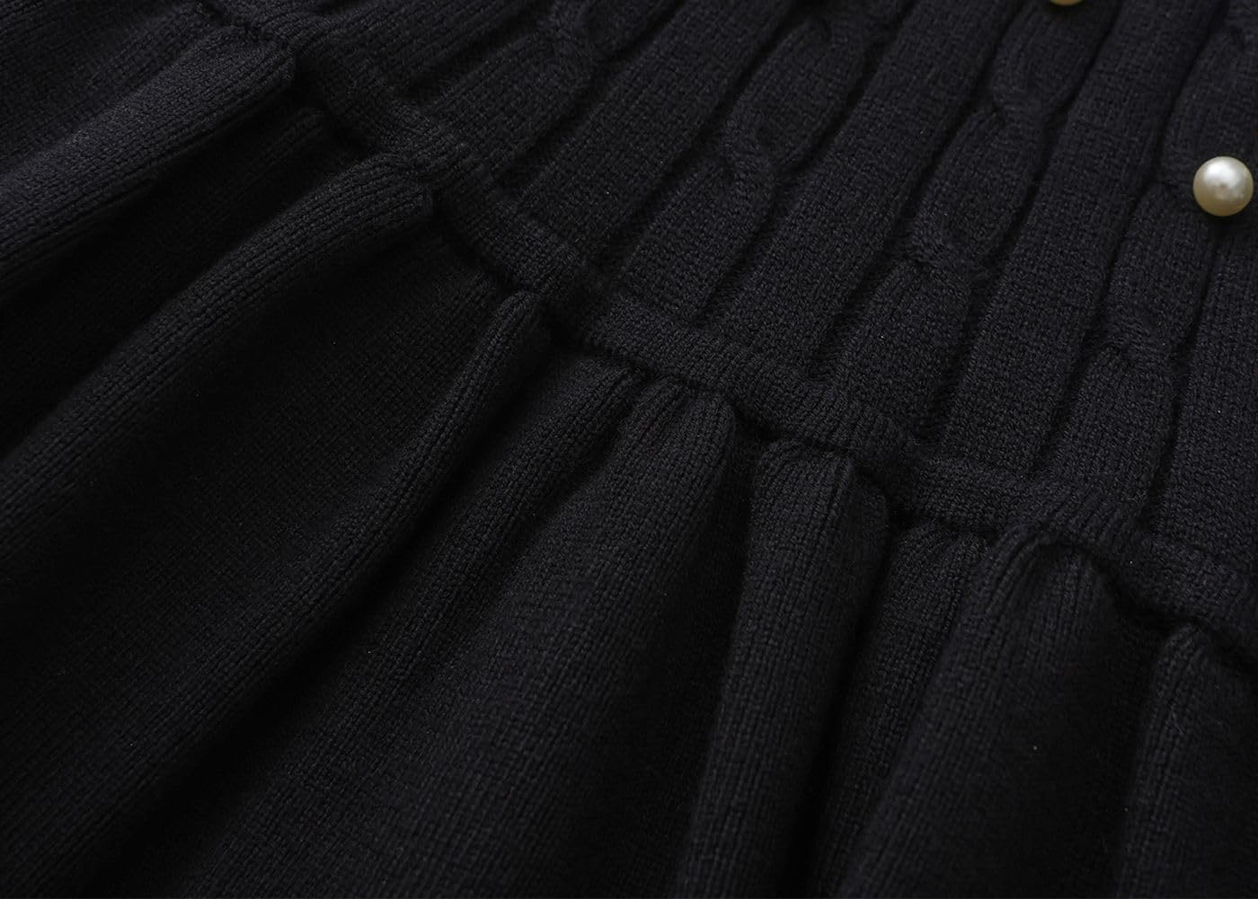 Girls Dress Sweater Long Sleeves Pearls Cable Knit Sweater Cute Winter Dresses - Image 6