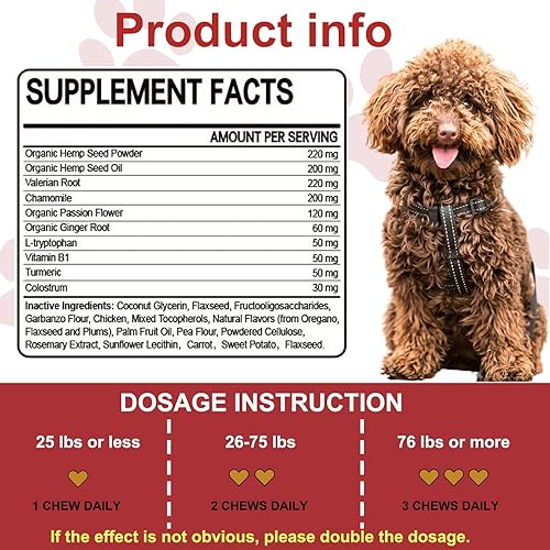 Miniatura 7 de Masticables calmantes de cáñamo para perros, alivio de la ansiedad del perro, golosinas calmantes 100% naturales, golosinas calmantes para perros,