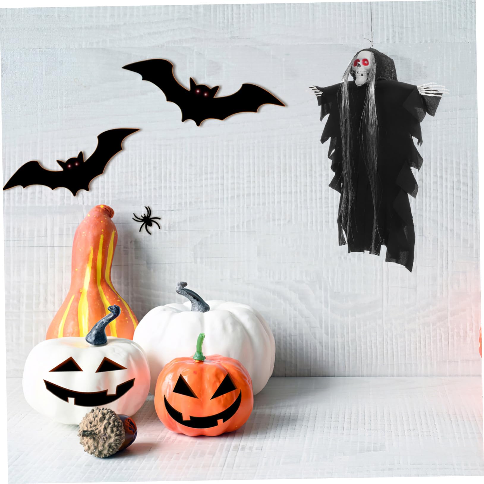 BESTonZON 3pezzi Fantasma Appeso per Halloween Decorazione di Scheletro Teschio con Attivazione da Suono Bagliore Notturno per Giardino Patio Casa Stregata Cortile