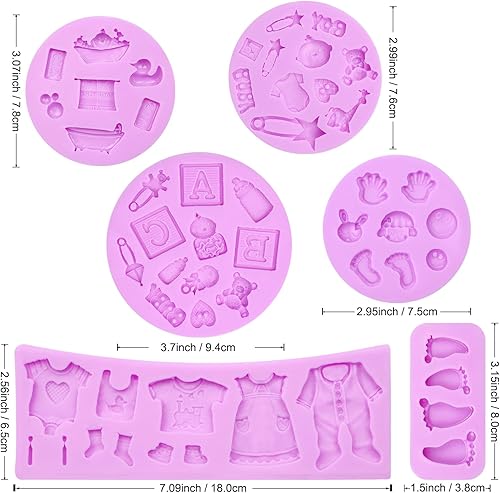 Miniatura 2 de Infovox Baby Feet - Juego de 6 moldes de silicona para decoración de pasteles, chocolate, fondant, gelatina, jabón, cera, arcilla polimérica