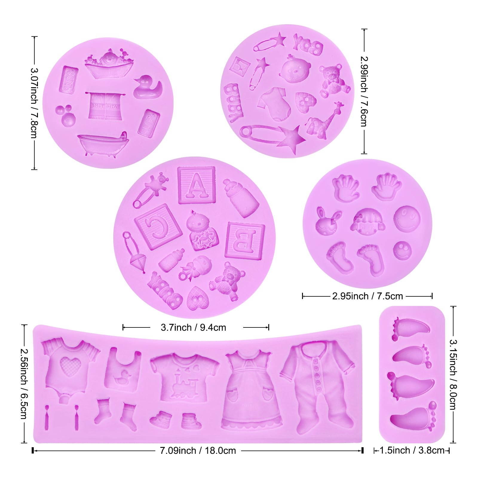 Moldes de chocolate para bebé, baby shower, pies de bebé, moldes de silicona para biberones, ropa, botones, fondant, decoración de pasteles, decoración de cupcakes, caramelos, azúcar, manualidades,