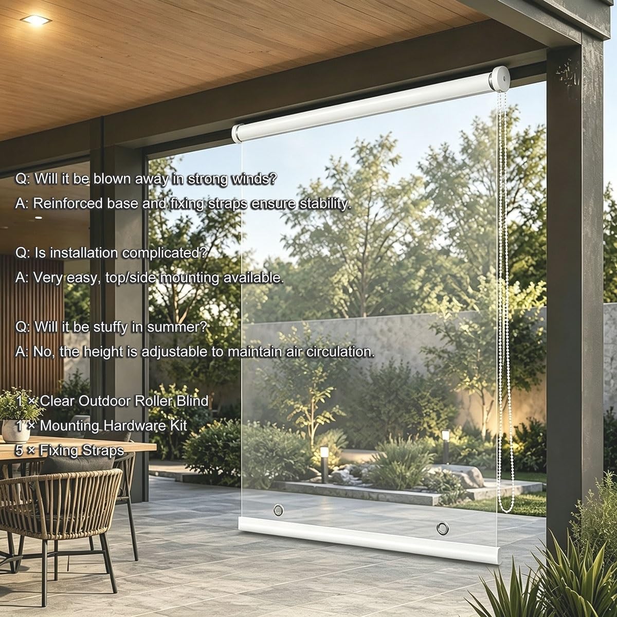 Tapparella avvolgibile trasparente esterna, persiane PVC impermeabili patio