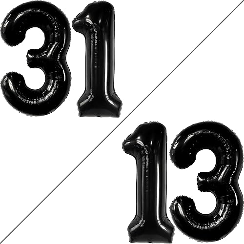 Miniatura 2 de KatchOn, Globos negros grandes del número 31, 40 pulgadas, decoraciones de cumpleaños número 31 para hombres, globos de cumpleaños de 31 años,