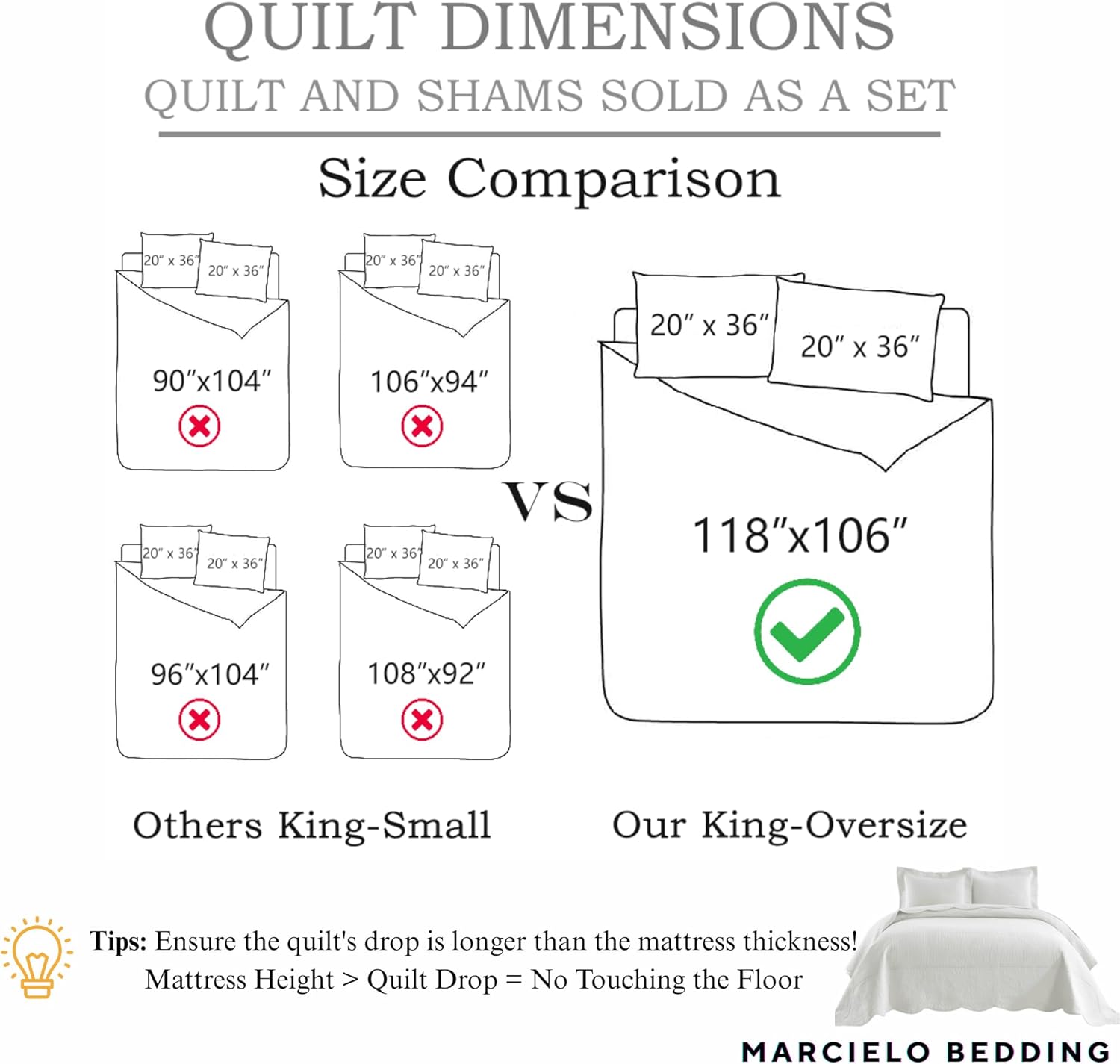 MarCielo 3-Piece 100% Cotton Oversized Bedspread Lightweight Quilt Coverlet Embroidery Farmhouse Bedding Set T0 (Yellowish Beige, Oversized King (118"x106")) - Image 4