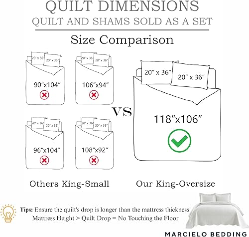 Miniatura 6 de MarCielo Juego de colcha de 3 piezas, 100% algodón, juego de colcha de gran tamaño, juego de edredón ligero bordado de granja (azul Aruba, verde