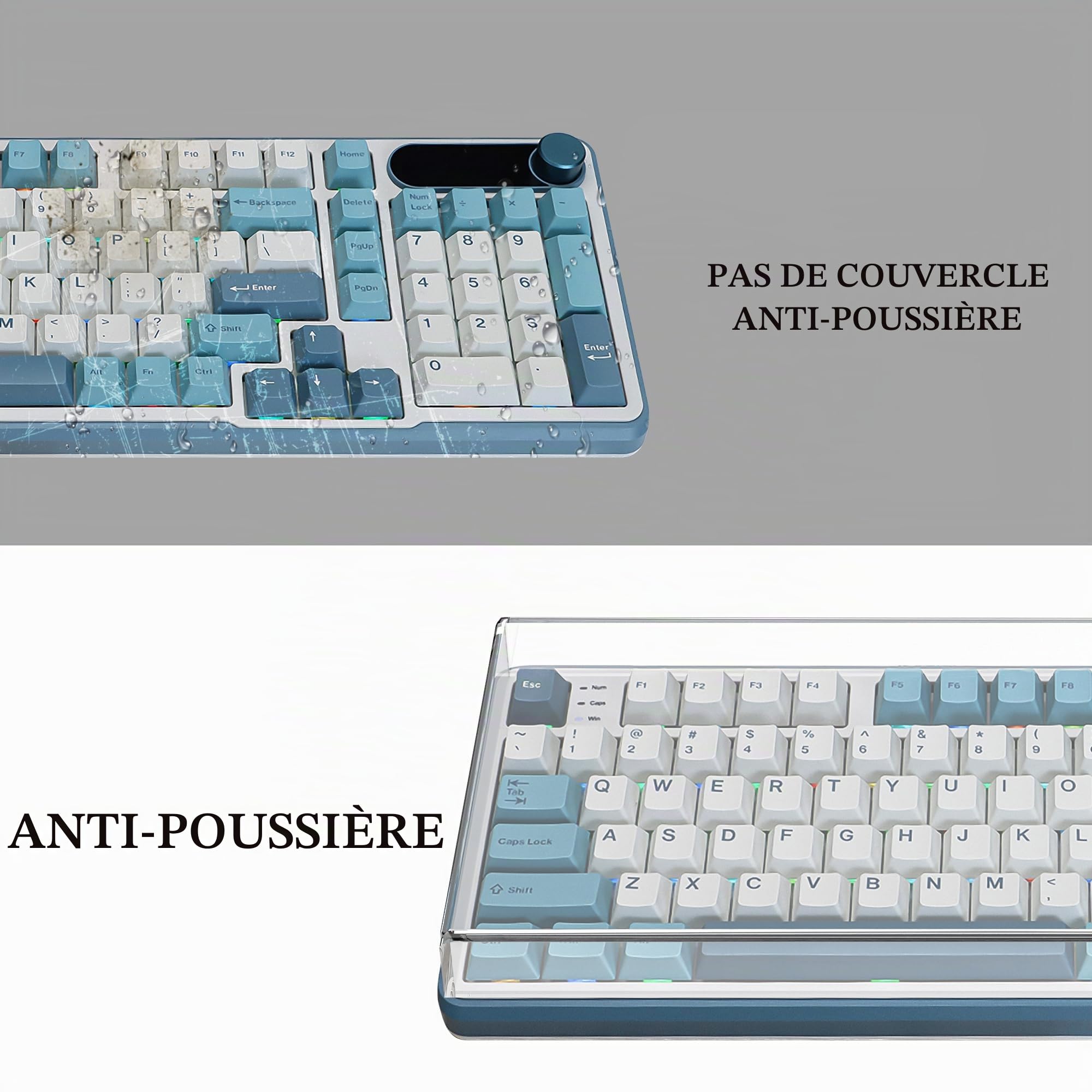 Geekria Protection de Clavier, capots de Touches en Acrylique Transparent pour Clavier mécanique, Compatible avec RK Royal KLUDGE S98, Aula F99 Pro, EPOMAKER Galaxy100, Keychron Q5 Pro / Q5 Max