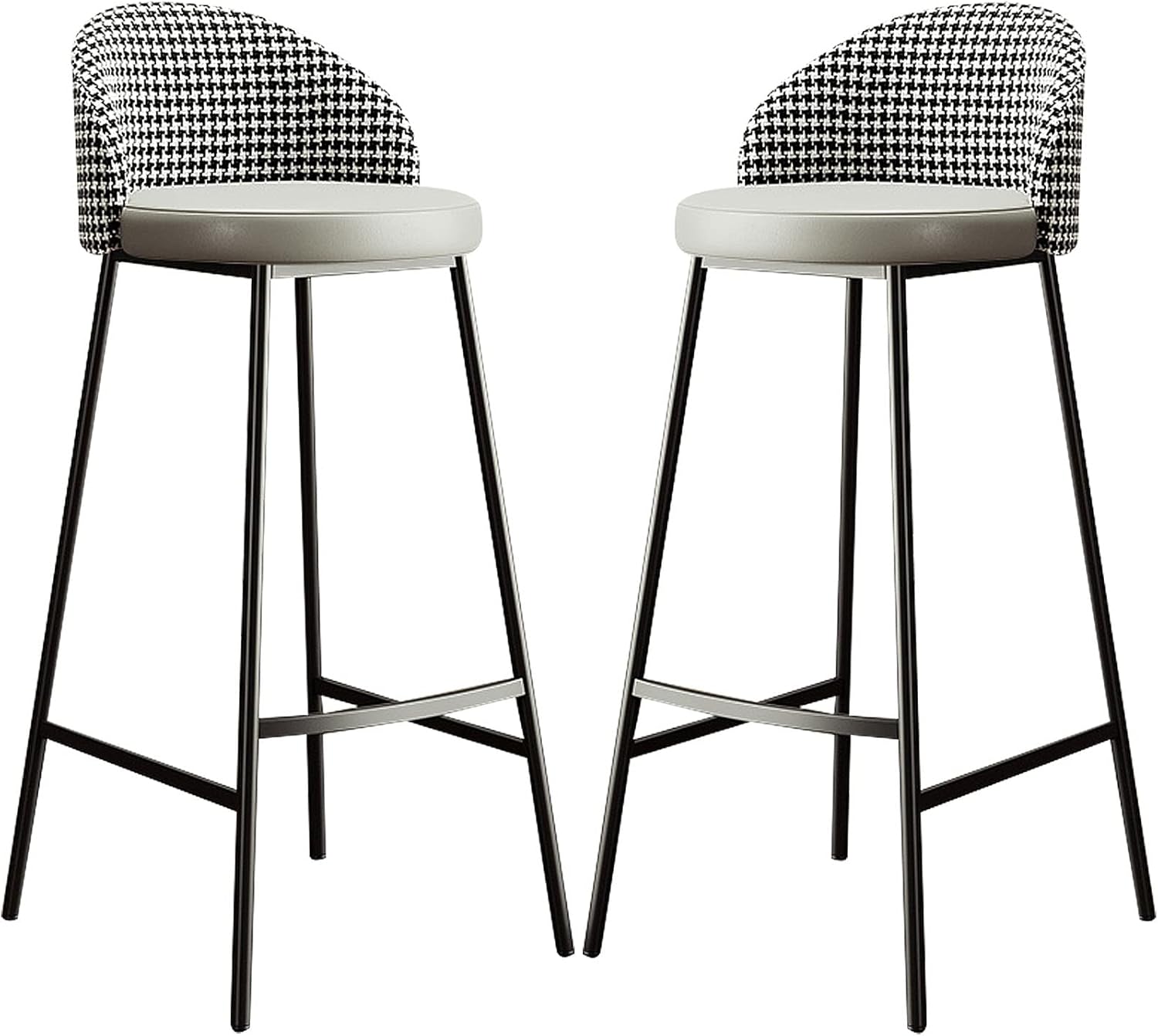 Modern Faux Leather Low Back Bar Stools with Footrest, Easy Assembly