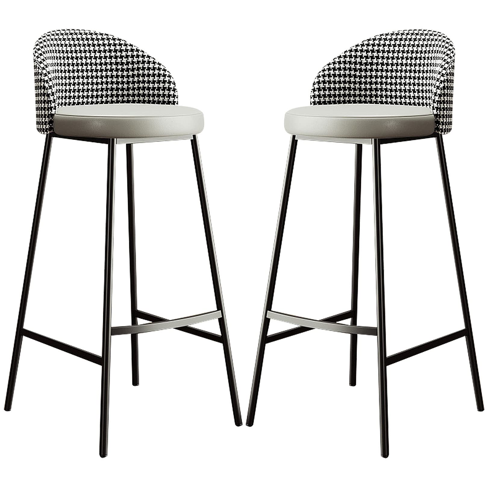 Tabourets de bar en cuir gris de 65cm pour îlot de cuisine