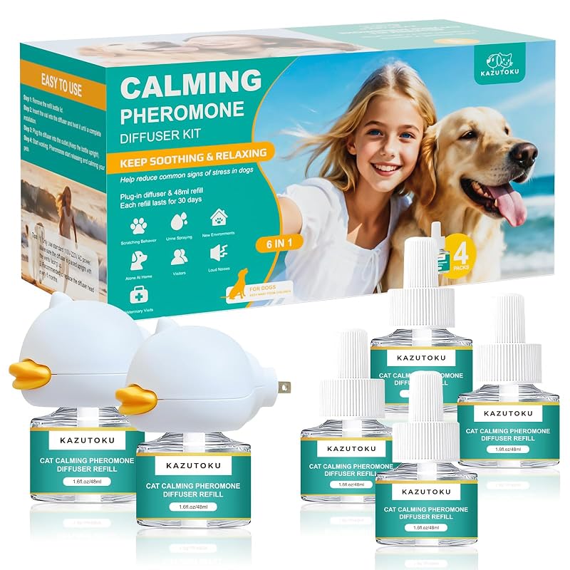 Difusor de Feromônios para Cães Kazutoku com 2 Difusores e 4 Refis de 48 mL