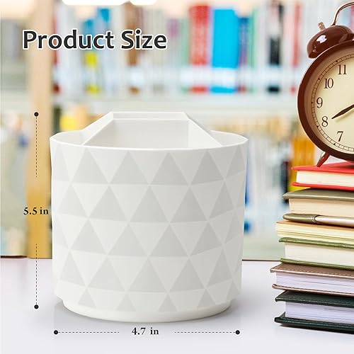 Miniatura 4 de Organizador de escritorio, soportes giratorios de 360 grados para escritorio, organizador de bolígrafos con patrón de diamante con 5 compartimentos,