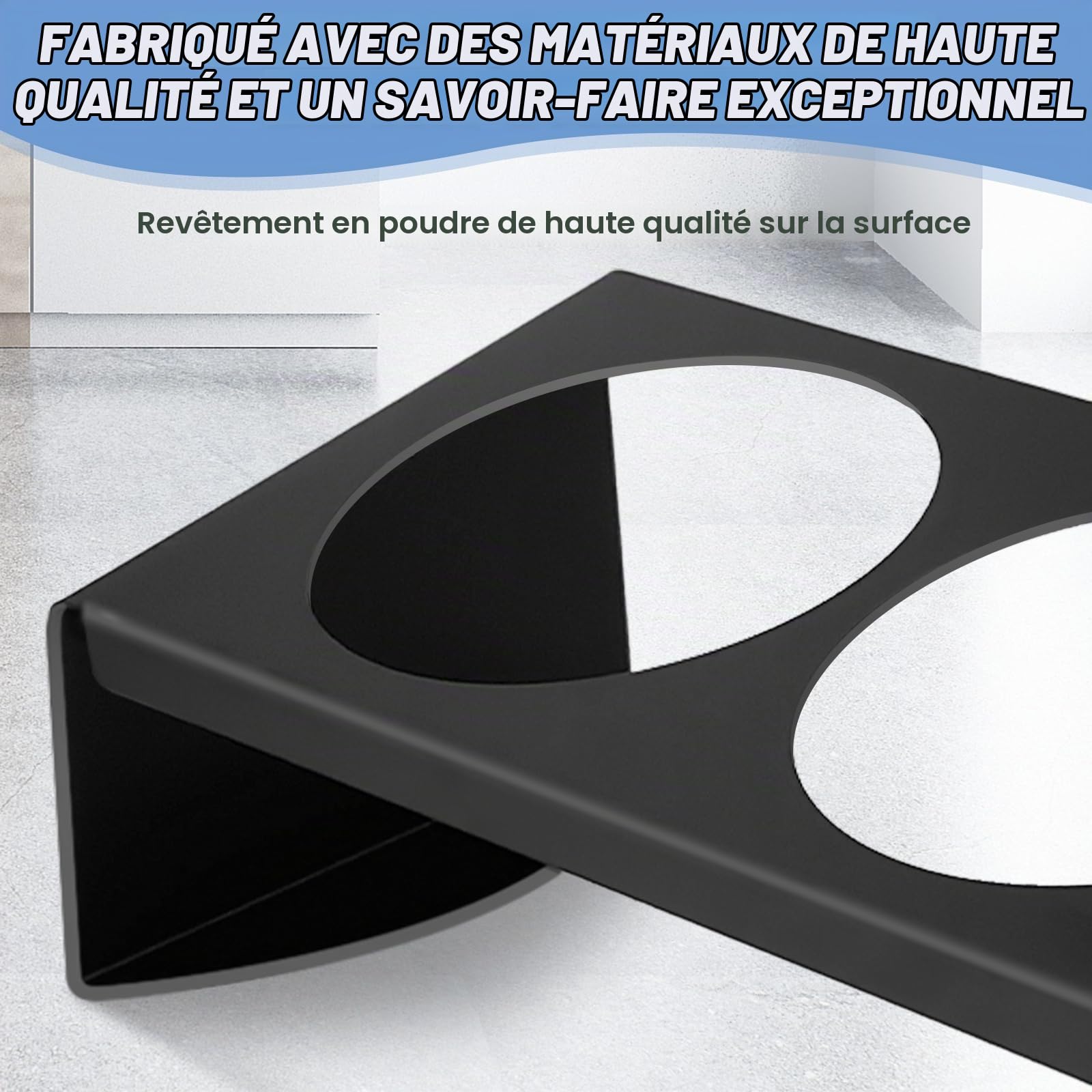 Gamelle Chat Surélevée, Gamelle pour Chien avec Support en Métal Antidérapant Incliné à 15°, 2X Bols Chat Ceramique de Nourriture