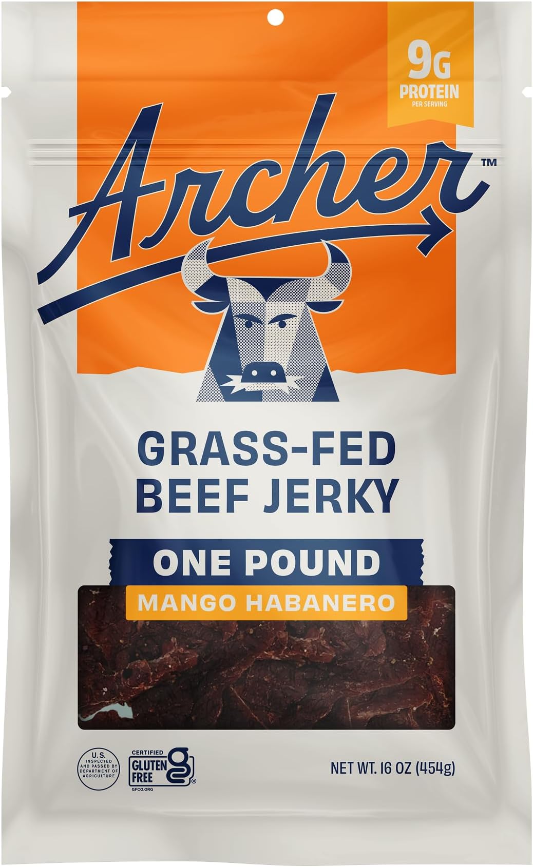 Archer Jerky Grass-Fed Beef Jerky - Beef Snack Pack, Individual High Protein Snack Pack, Natural Ingredients, Gluten Free, Paleo, Low Carb - Mango Habanero, 16 oz