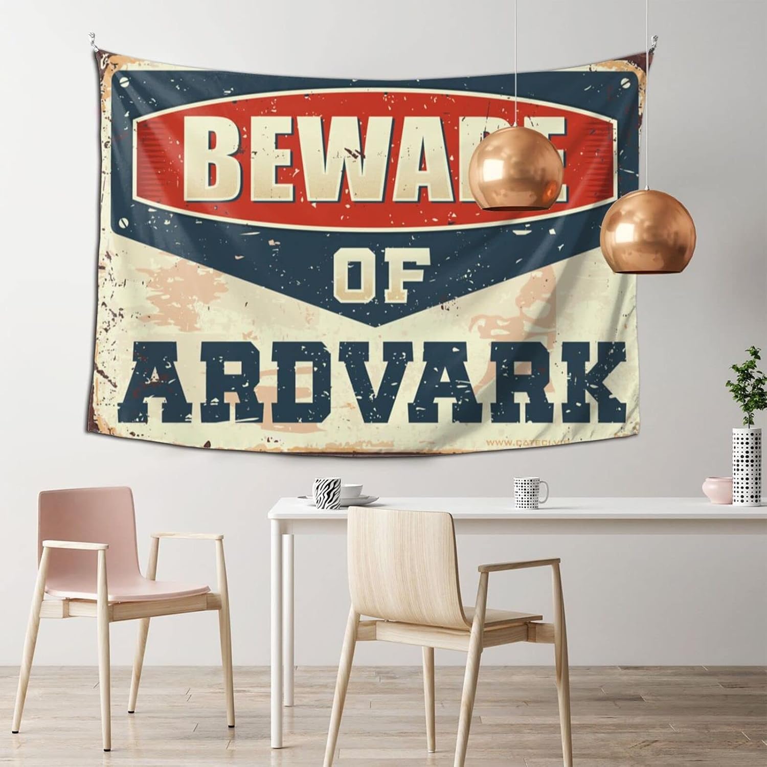 GVNVYFWUY Funny Patio Decor Beware Of Aardvark Tapestry Hanging Wall Decor Bar Accessories For Man Cave(75X100CM)