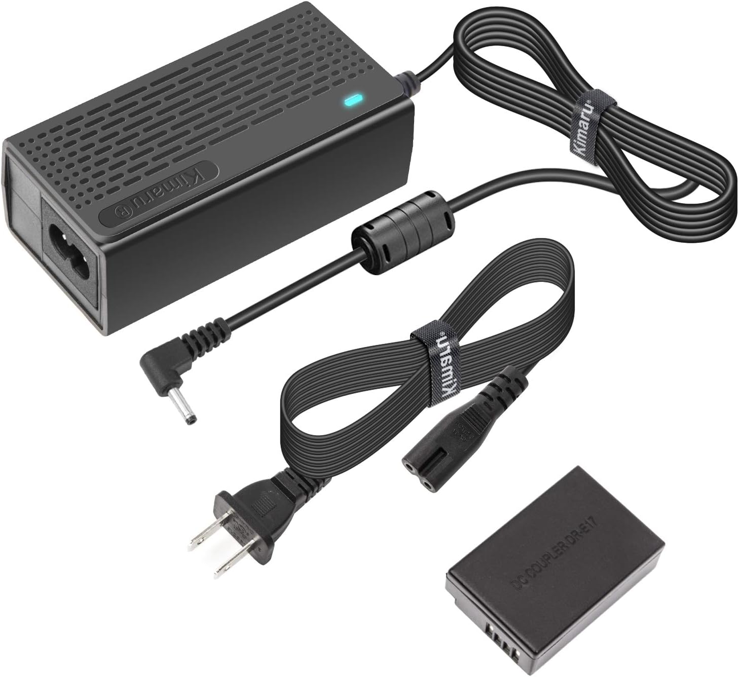 Kimaru ACK-E17 DR-E17 DC Coupler Dummy Battery AC Power Adapter Kit for Canon EOS M3, EOS M5, EOS M6, EOS M6 Mark II Mirrorless Digital Cameras.