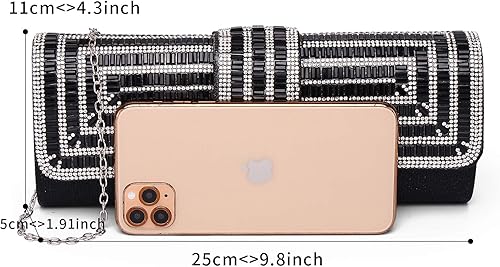 Miniatura 2 de Labair Bolsa de noche y bolsos para mujer bolso de mano brillante con diamantes de imitación para boda fiesta de novia Negro, Oro, Rojo, Plateado