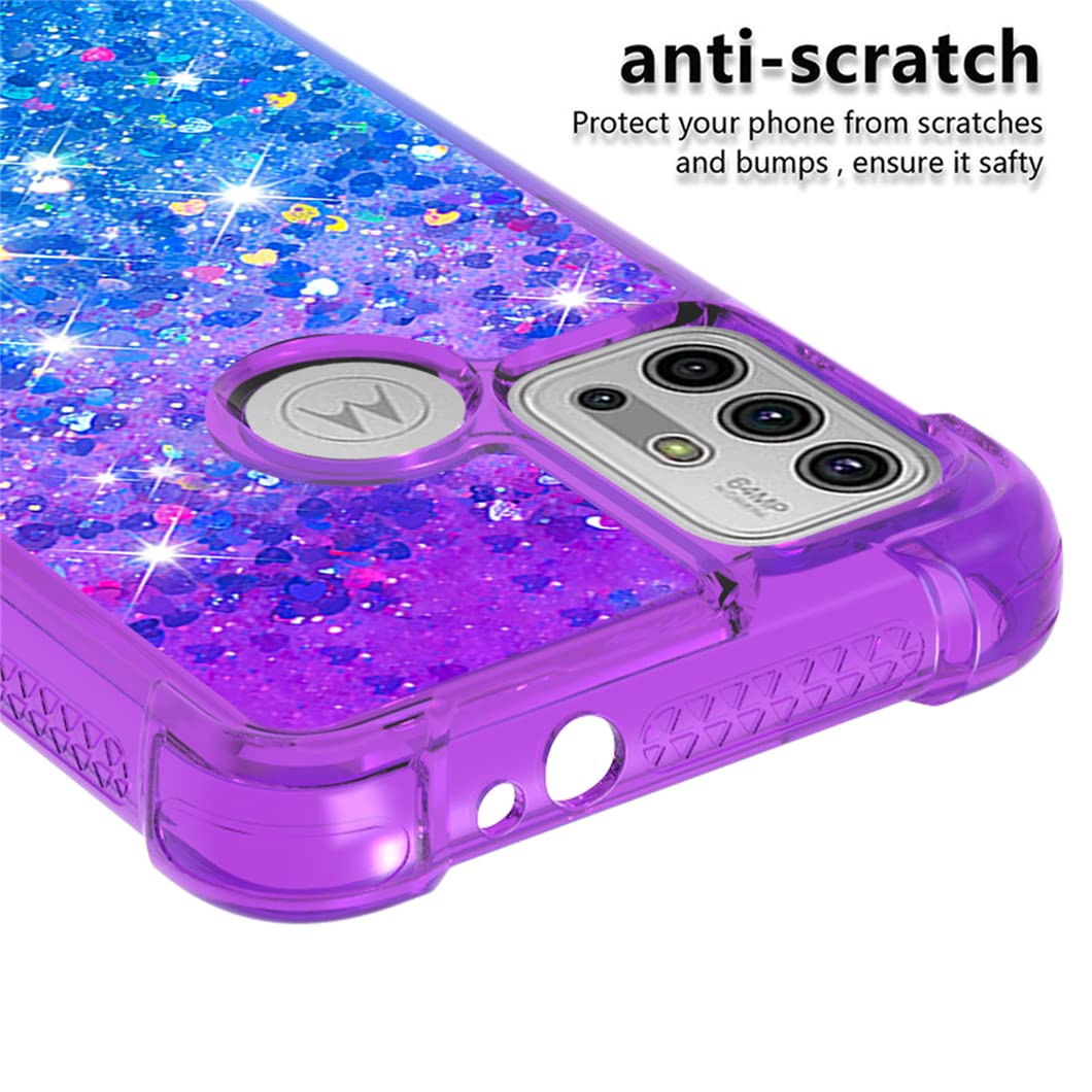 QIWEIQING Compatibili con Custodia per Motorola Moto E7 Power, Glitter Custodia TPU Silicone Protettivo Morbido Brillantini Quicksand Cover per Motorola Moto E7 Power.Pink YBL