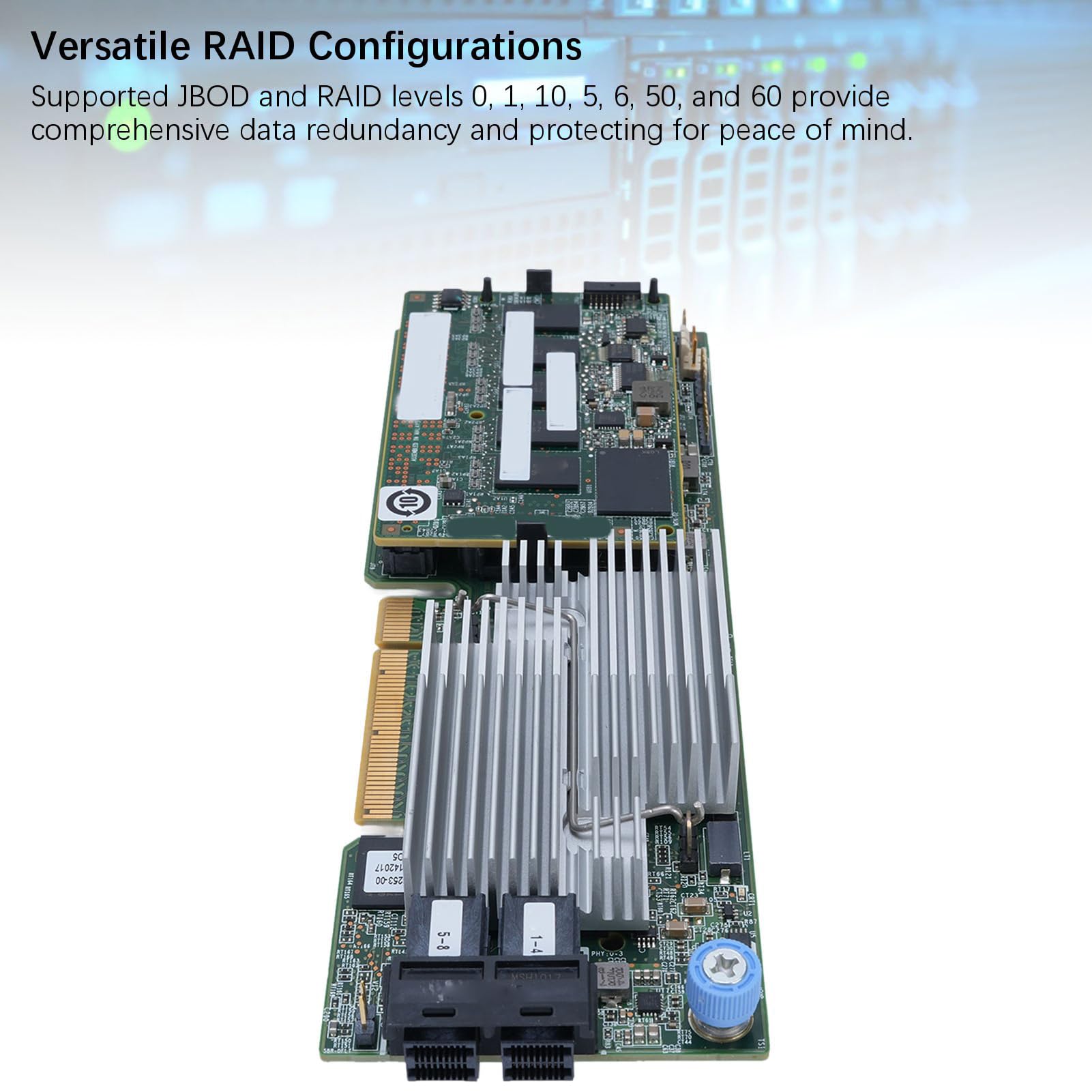 Controller RAID, Scheda RAID SAS da 12 Gbit/S, Scheda Array di Disco Cache da 1 GB con Supporti per JBOD RAID 0 1 10 5 6 50 60 per Desktop e Server