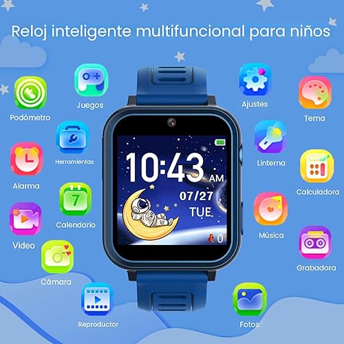 Miniatura 3 de Phyulls Reloj inteligente para niños con 39 juegos, reloj despertador, pantalla táctil, cámara de calendario, reproductor de música, visualización