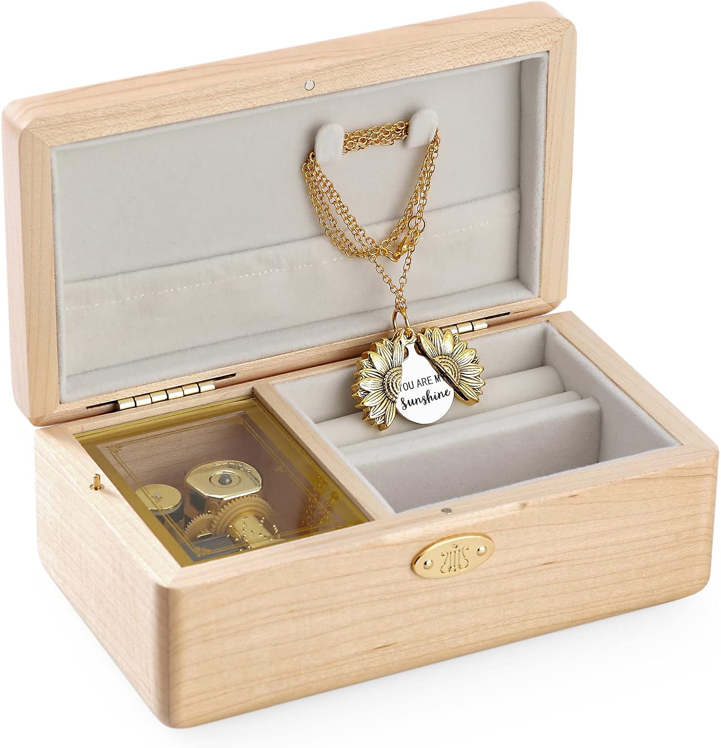 SOFTALK Vintage Jewelry Box Wind Up Musical Boxs Case for Gifts for Christmas Birthday and Valentine's Day (Maple Wood, Tune : Anastasia-Once upon a december)