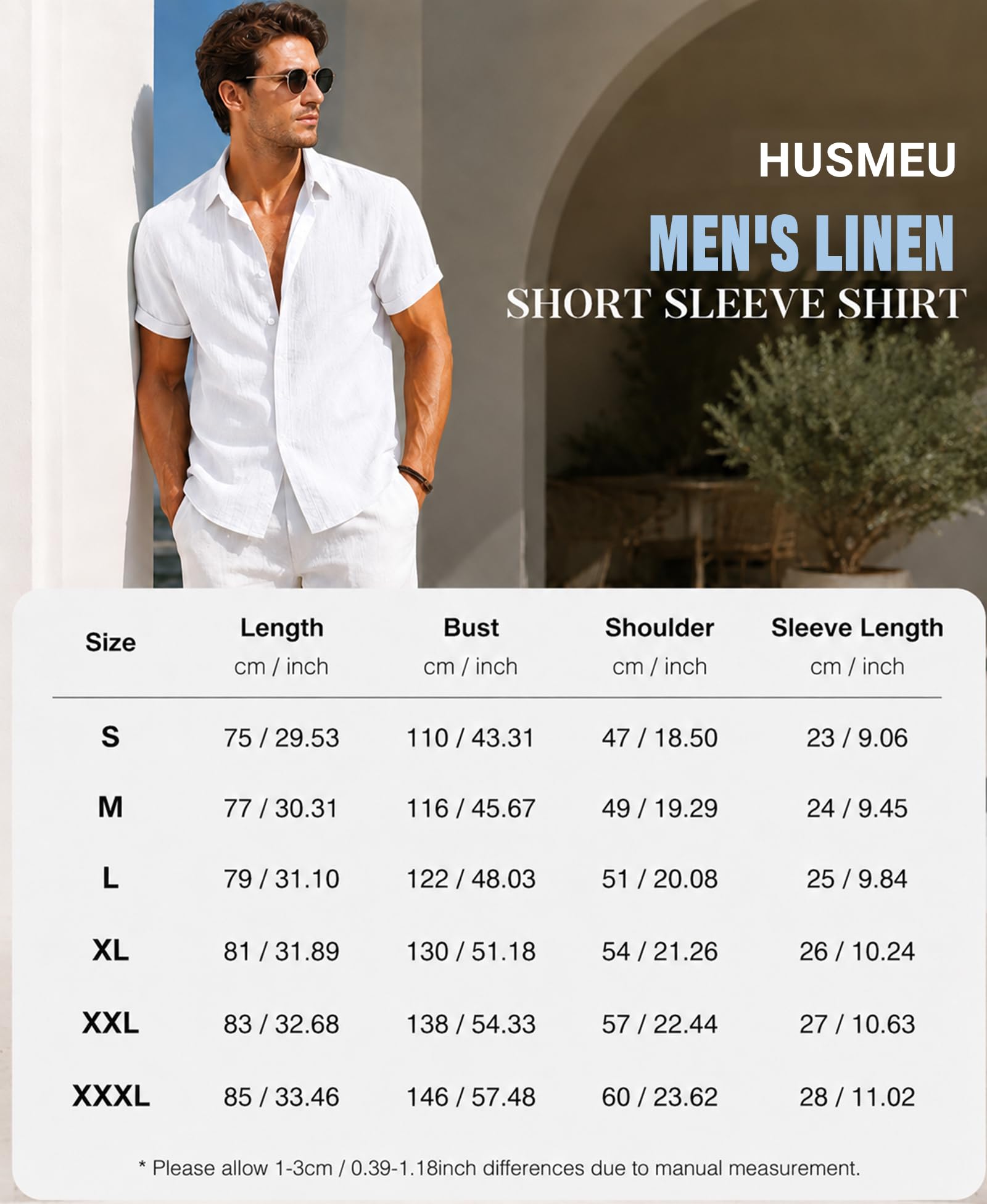 Husmeu Chemise Homme Manches Courtes Chemise Boutonnée Homme Décontracté pour L'été Taille Normale