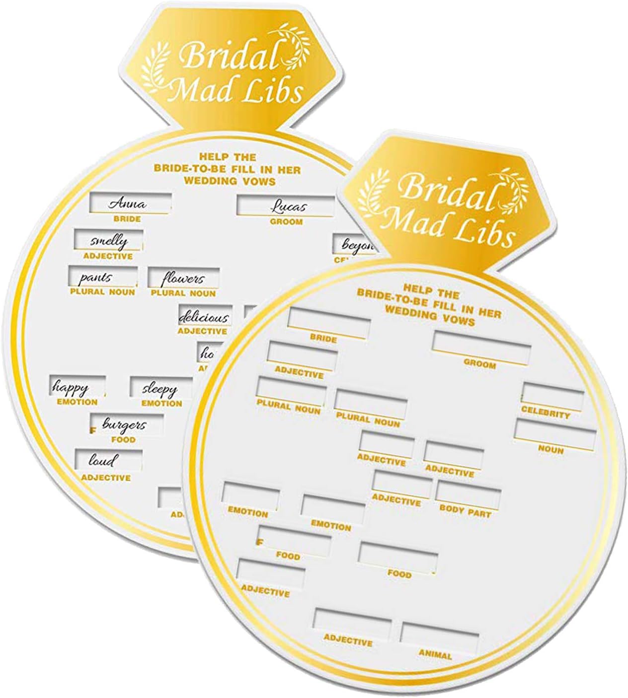 50 Bridal Shower Game Card Ring Shaped Funy Party Game Cards
