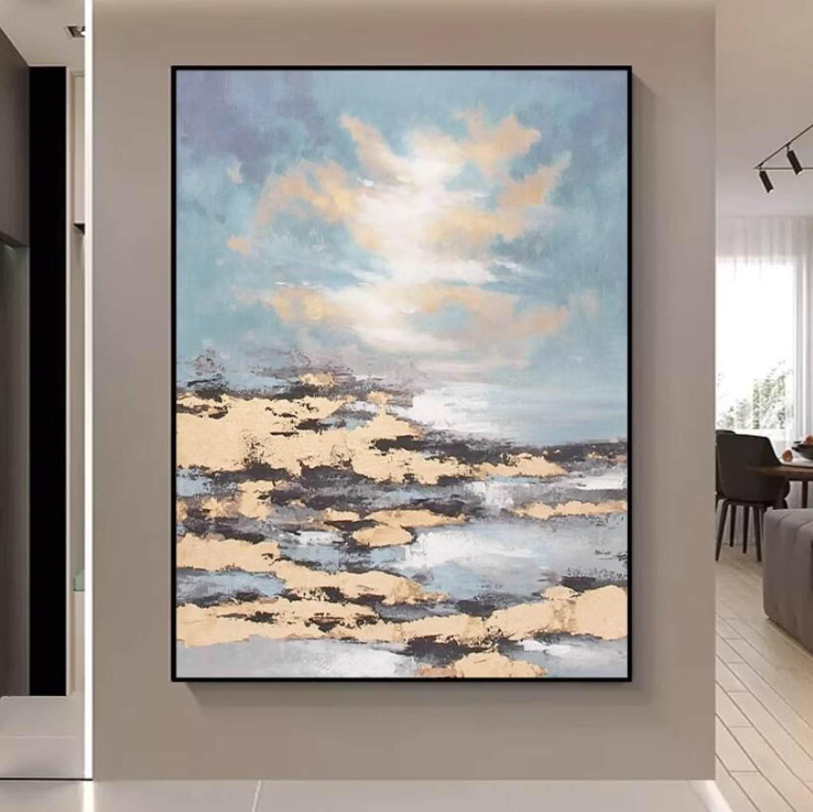 Peinture à l'huile paysage marin grand format fait main