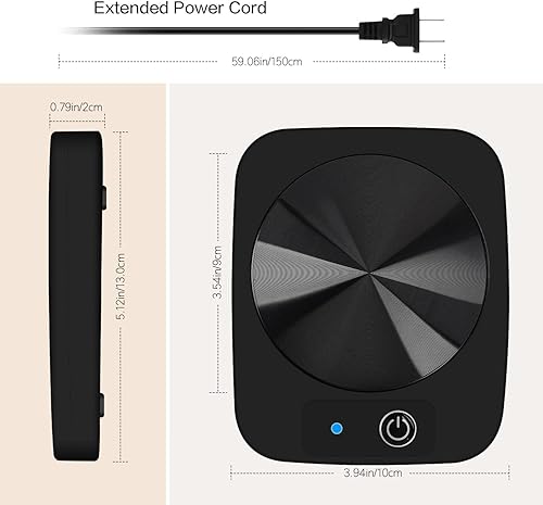 Miniatura 6 de Calentador de taza de café, calentador de café eléctrico con panel de metal de aluminio para escritorio de oficina, calentador de velas, calentador