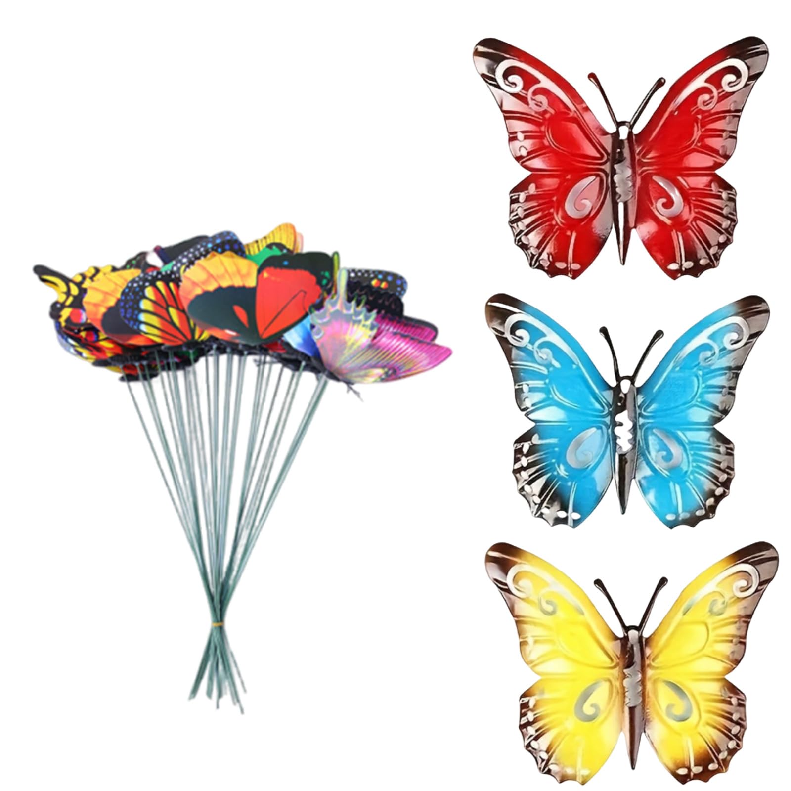 Garden Butterfly Ornaments, Garden Decorations for Outdoor Enhancement, 27 Piece Butterfly Set with Decorative Stakes, Weather-Resistant Butterfly Decorations
