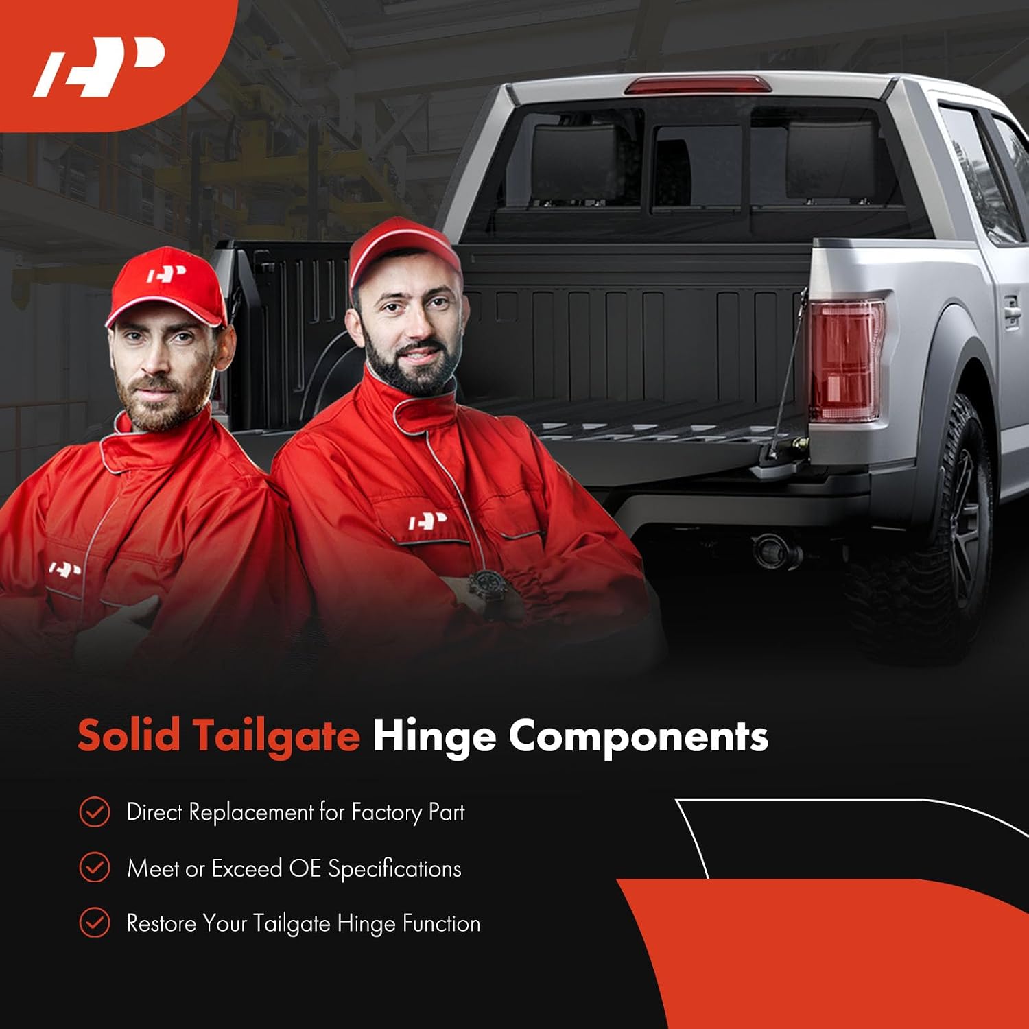 A-Premium Tailgate Hinge Insert Kit Compatible with - 1999-2007 Chevy Silverado GMC Sierra 1500 2500 3500 - w/ 8 Bolts, 4PC-Set; Left & Right, Bed & Gate