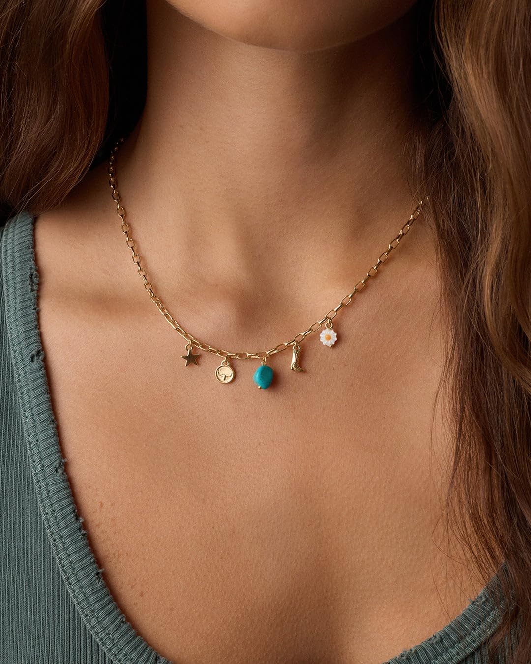 gorjana - Western Mini Charm Necklace - Everyday Wear - Adjustable Length - Perfect for Layering and Gift Giving - Unique Charm Designs, Secure Lobster Clasp, 18k Gold Plated